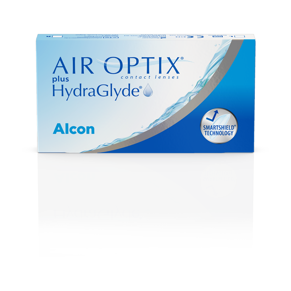 Caja de lentes de contacto Air Optix plus HydraGlyde de Alcon, mensuales