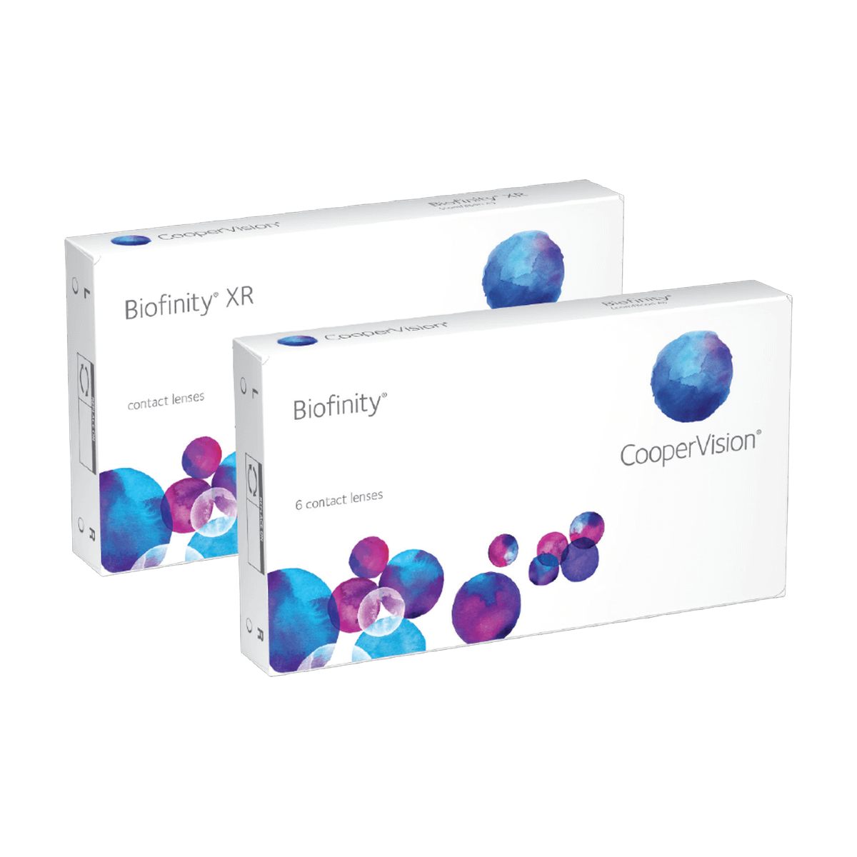 Cajas de lentes de contacto Biofinity XR y Biofinity de CooperVision para fórmula alta